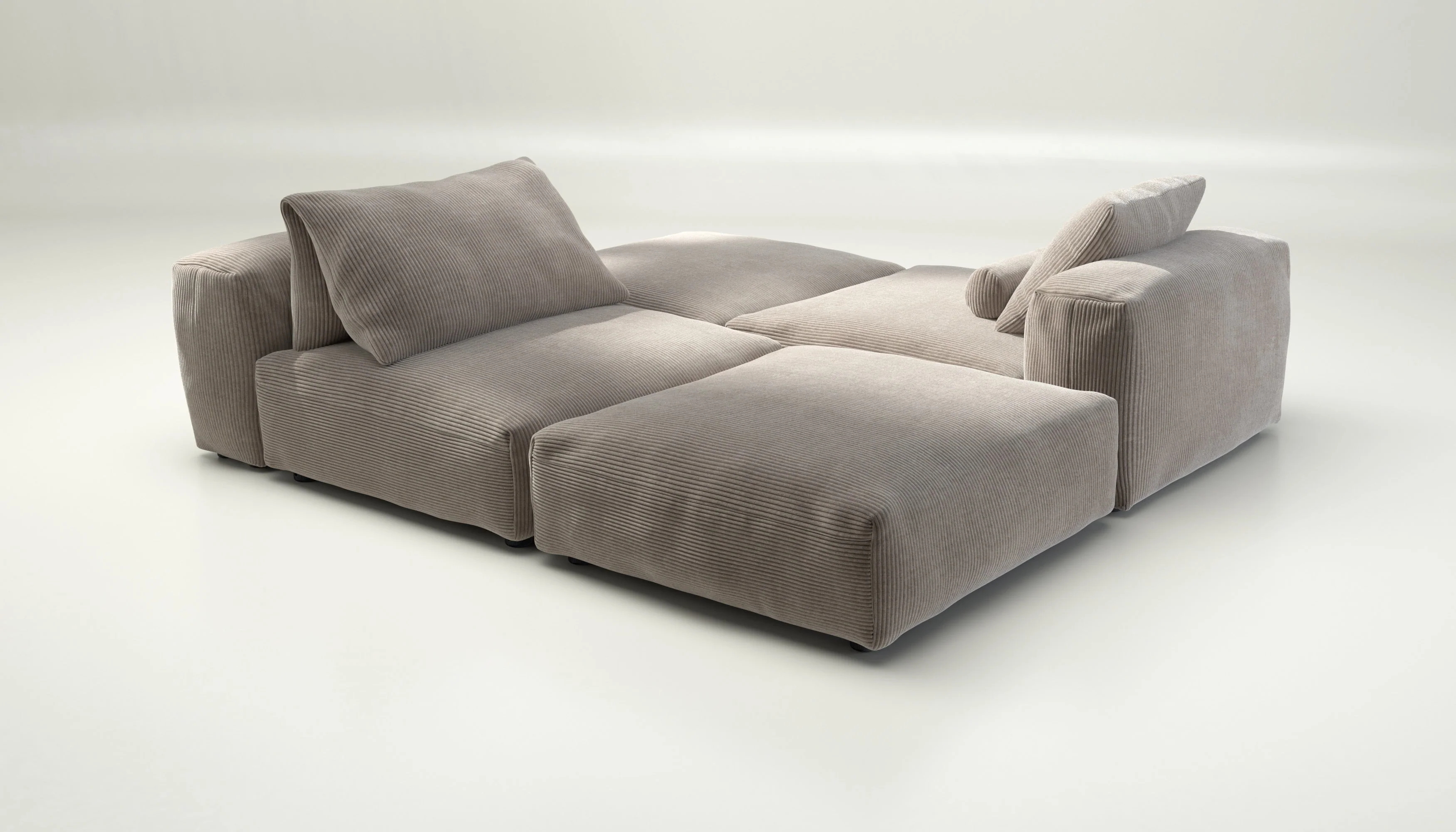 vetsak | Sofa Set 08 - Daybed - Cord Velour - Platinum | Modulaire Sofa | 6 Zits | Outdoor Island | Double lounger - Image 3