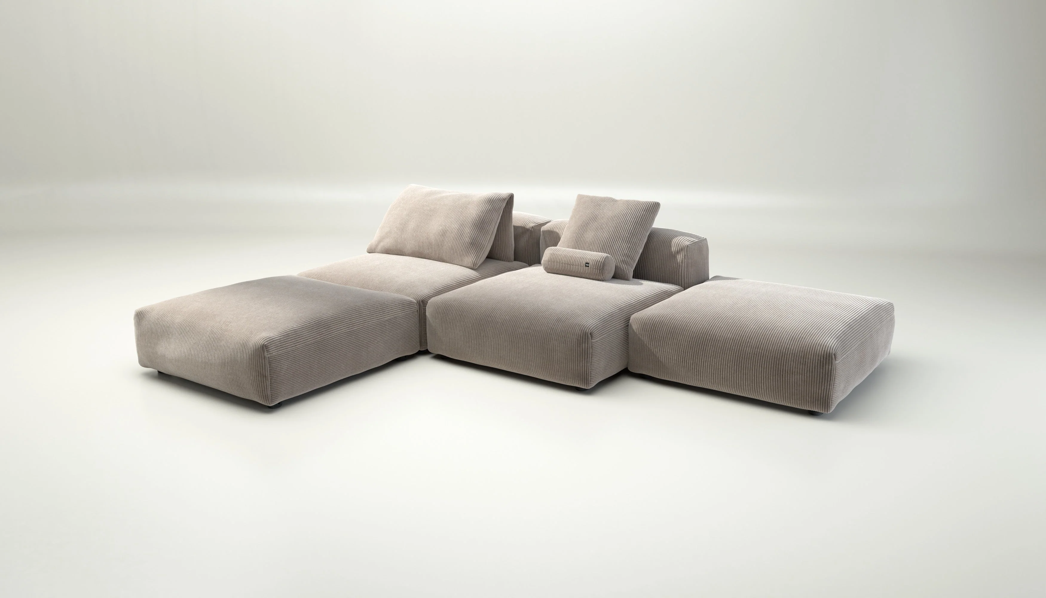 vetsak | Sofa Set 08 - Daybed - Cord Velour - Platinum | Modulaire Sofa | 6 Zits | Outdoor Island | Double lounger - Image 4