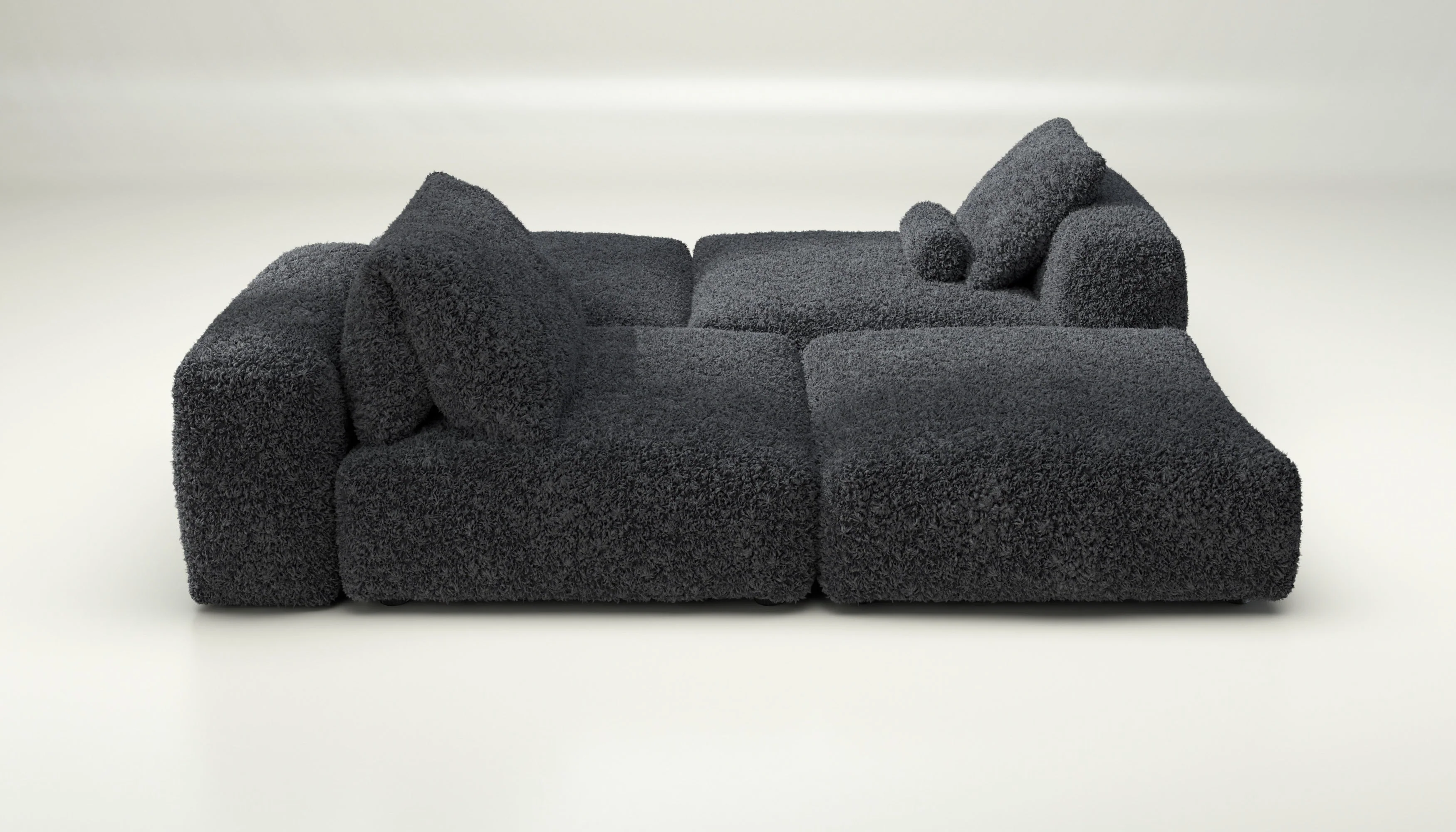 vetsak | Sofa Set 08 - Daybed - Doodle - Dark Grey | Modulaire Sofa | 6 Zits | Outdoor Island | Double lounger