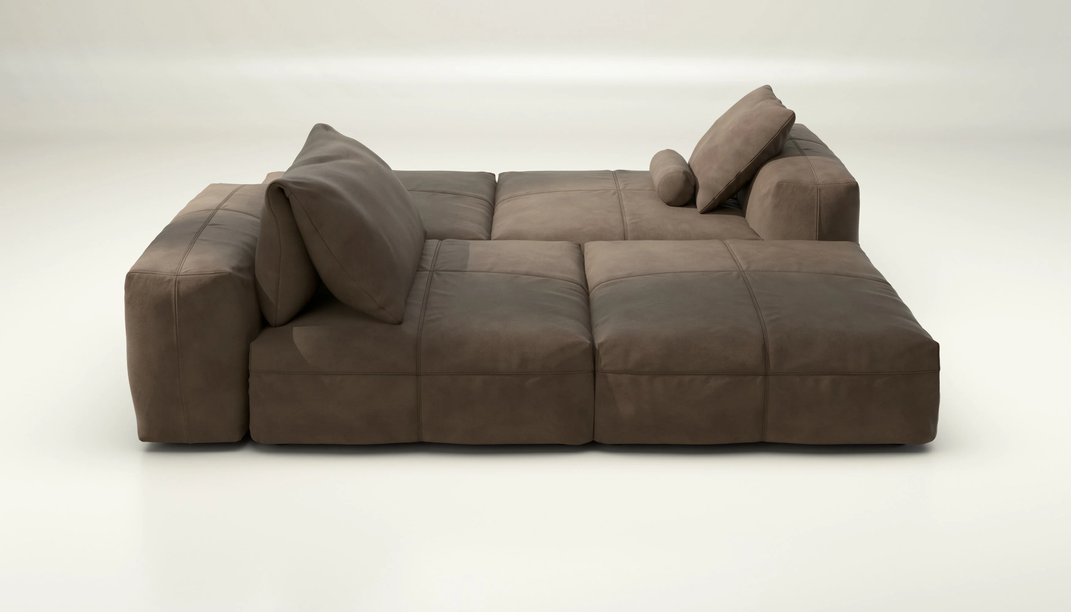 vetsak | Sofa Set 08 - Daybed - Leather - Cacao | Modulaire Sofa | 6 Zits | Outdoor Island | Double lounger
