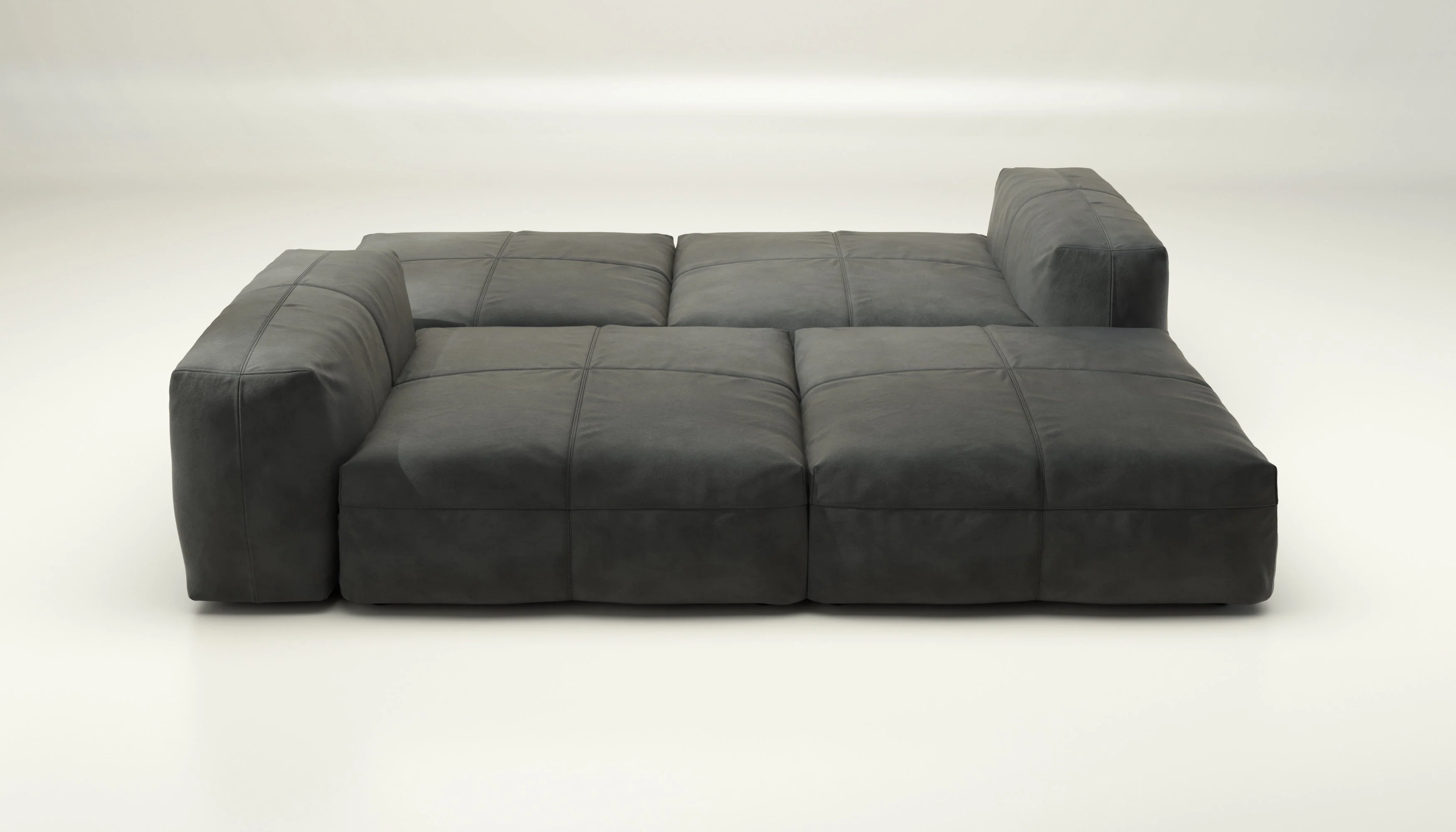 vetsak | Sofa Set 08 - Daybed - Leather - Dark Grey | Modulaire Sofa | 6 Zits | Outdoor Island | Double lounger - Image 2