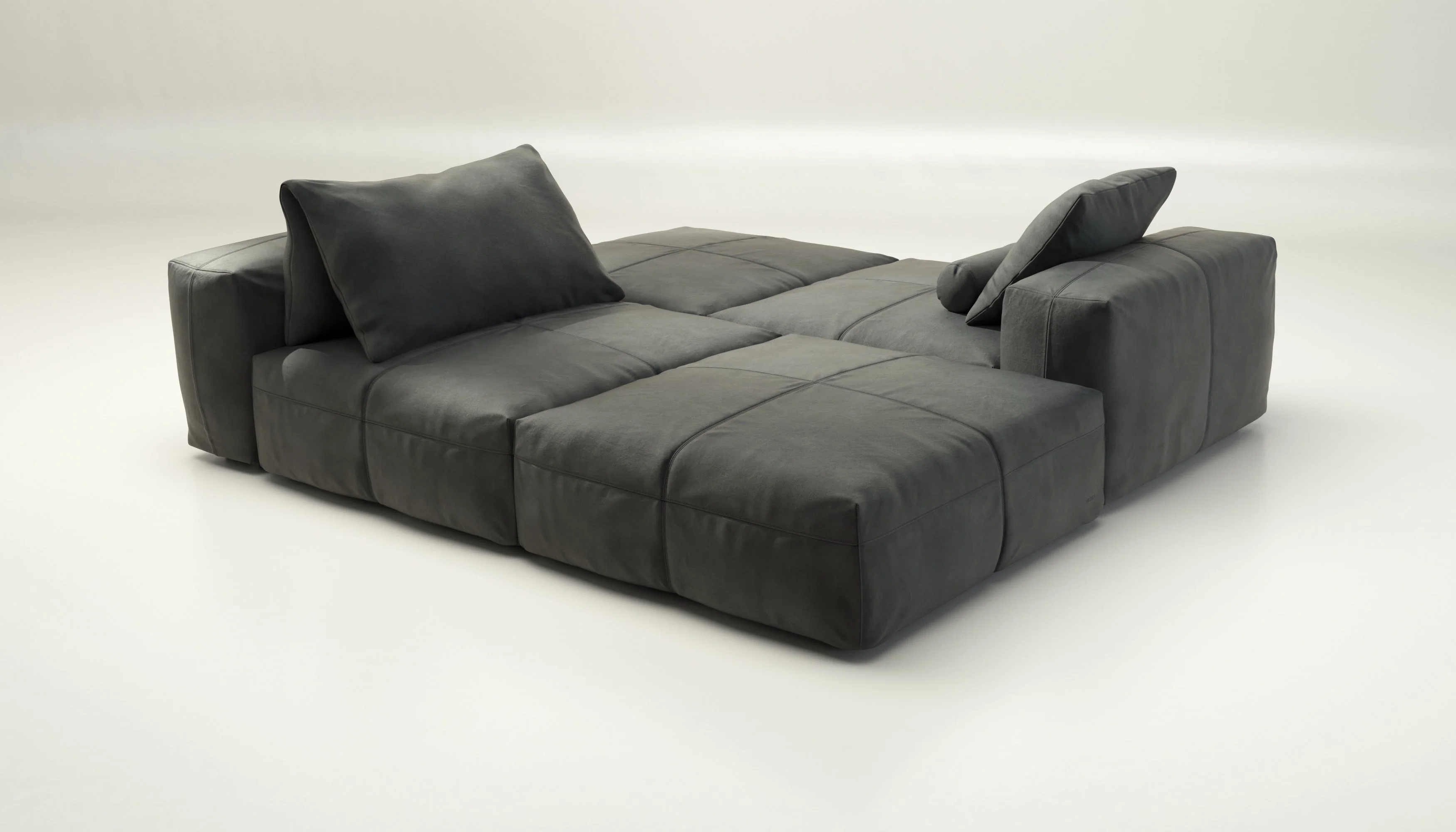 vetsak | Sofa Set 08 - Daybed - Leather - Dark Grey | Modulaire Sofa | 6 Zits | Outdoor Island | Double lounger - Image 3