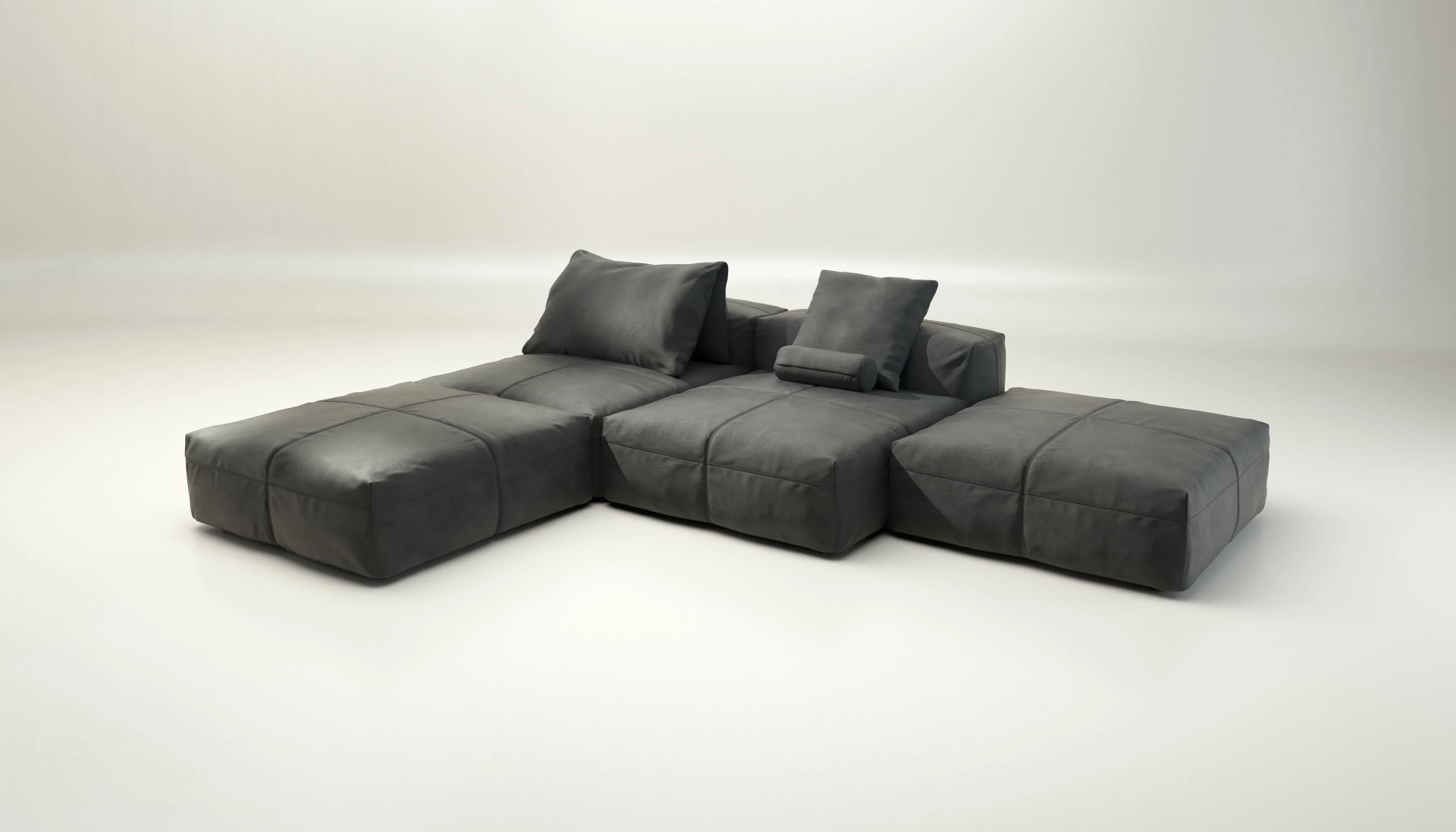 vetsak | Sofa Set 08 - Daybed - Leather - Dark Grey | Modulaire Sofa | 6 Zits | Outdoor Island | Double lounger - Image 4