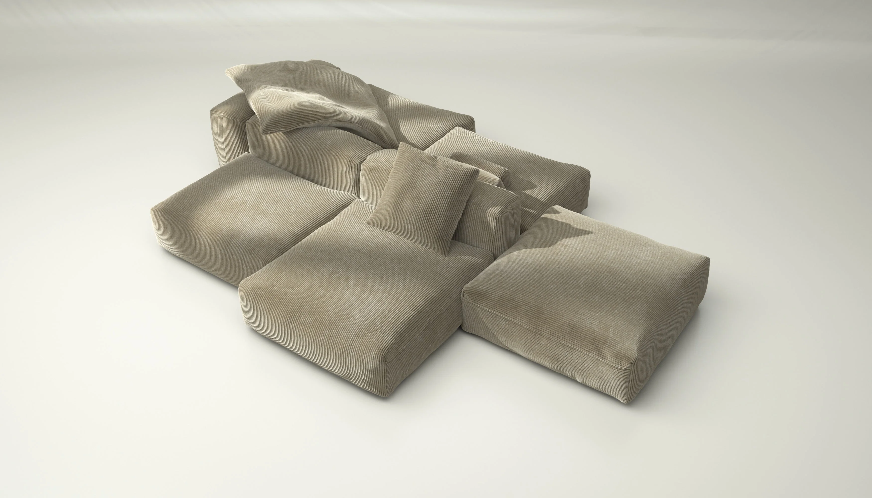 vetsak | Sofa Set 09 - The Island - Cord Velour - Khaki | Modulaire Sofa | 7 Zits | Sofa Island - Image 3
