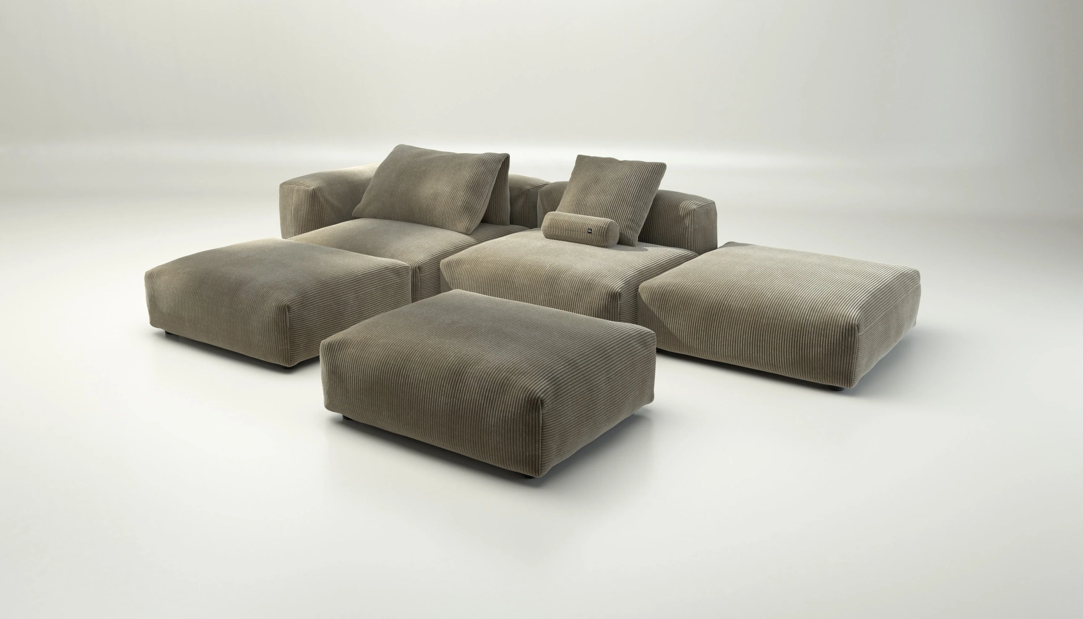 vetsak | Sofa Set 09 - The Island - Cord Velour - Khaki | Modulaire Sofa | 7 Zits | Sofa Island - Image 4