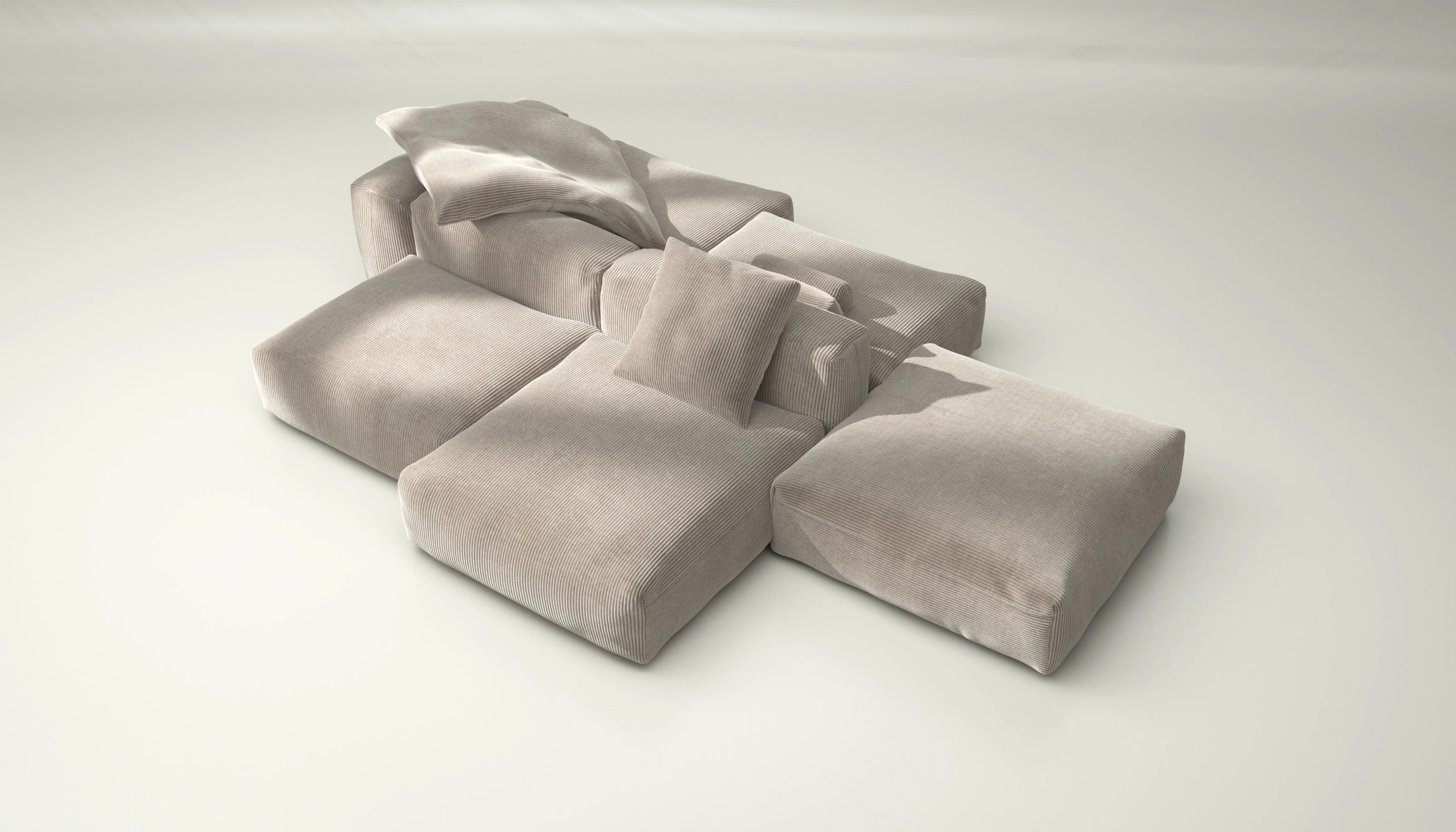 vetsak | Sofa Set 09 - The Island - Cord Velour - Platinum | Modulaire Sofa | 7 Zits | Sofa Island - Image 3