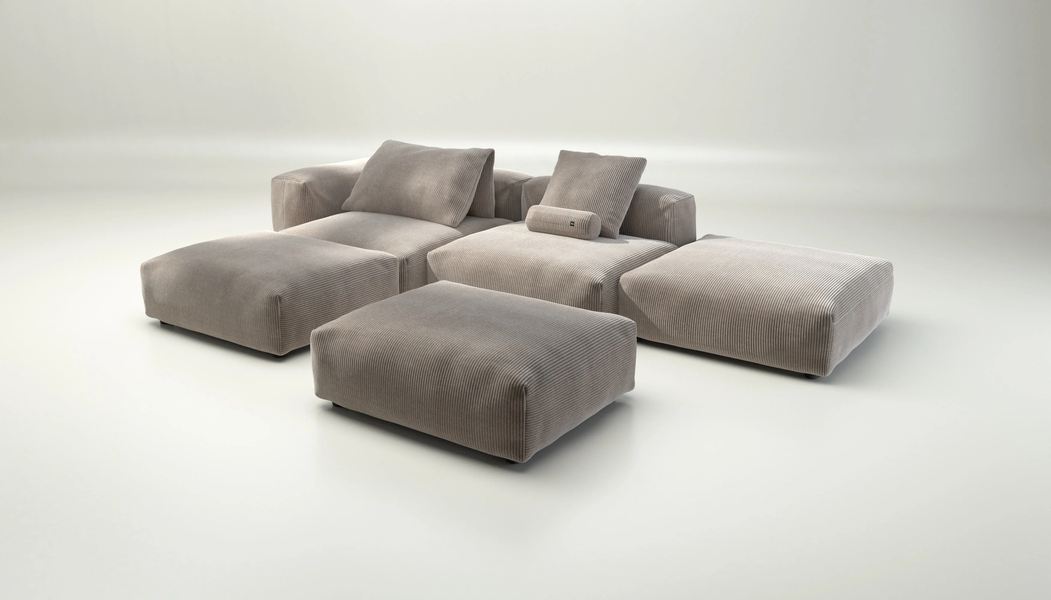 vetsak | Sofa Set 09 - The Island - Cord Velour - Platinum | Modulaire Sofa | 7 Zits | Sofa Island - Image 4