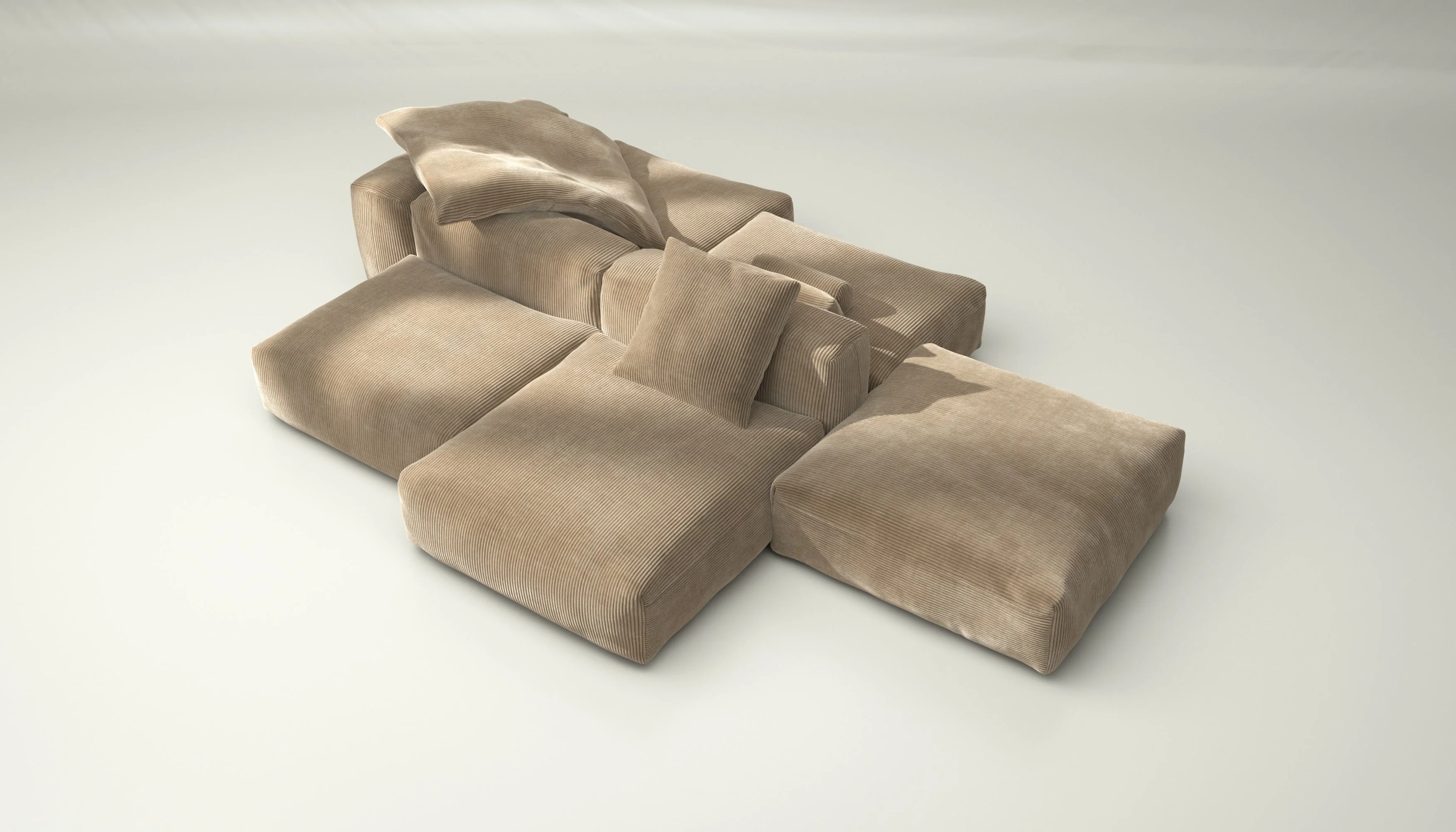 vetsak | Sofa Set 09 - The Island - Cord Velour - Sand | Modulaire Sofa | 7 Zits | Sofa Island - Image 3