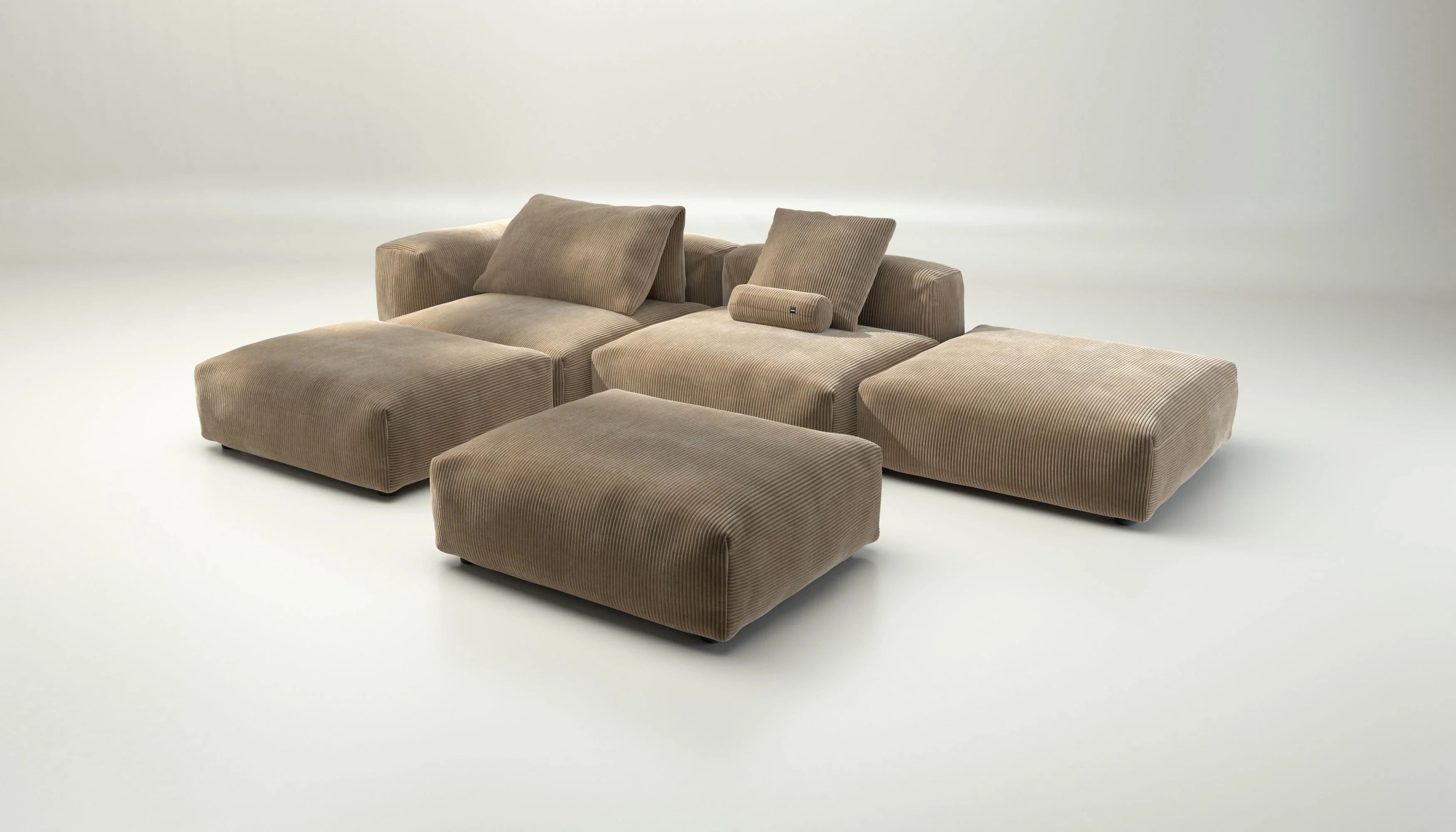 vetsak | Sofa Set 09 - The Island - Cord Velour - Sand | Modulaire Sofa | 7 Zits | Sofa Island - Image 4