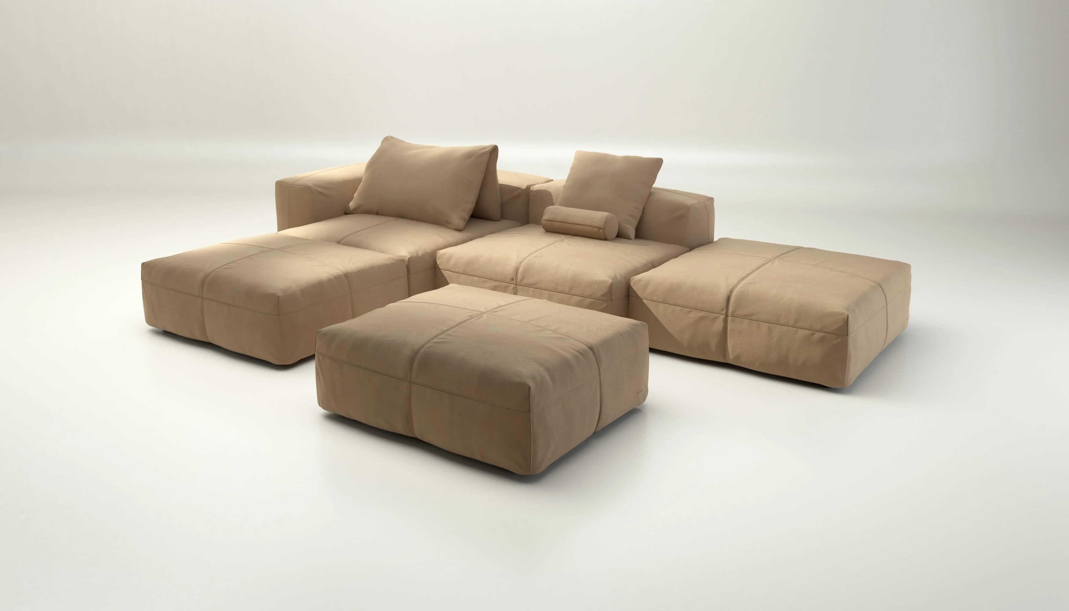 vetsak | Sofa Set 09 - The Island - Leather - Beige | Modulaire Sofa | 7 Zits | Sofa Island - Image 4