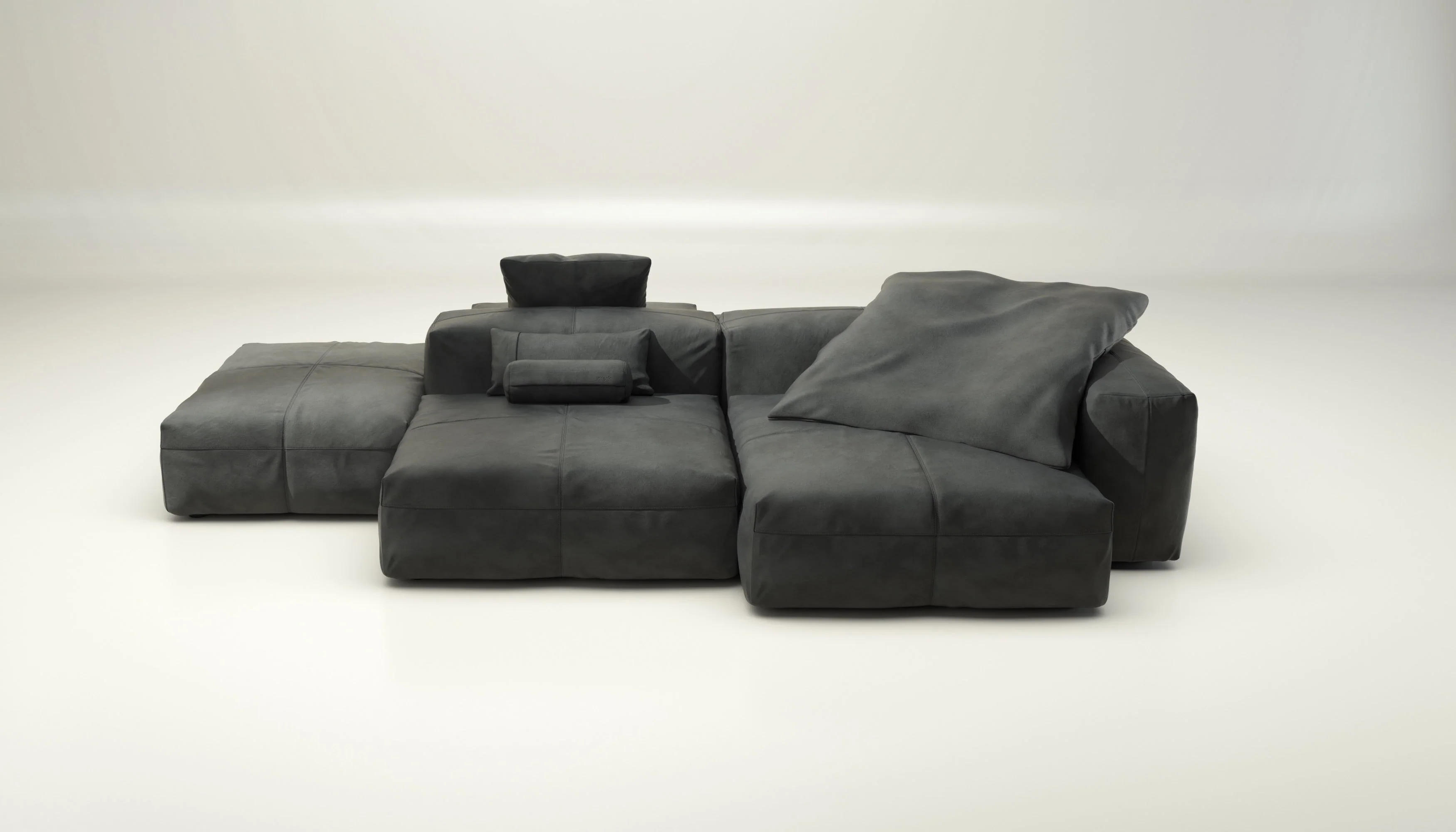 vetsak | Sofa Set 09 - The Island - Leather - Dark Grey | Modulaire Sofa | 7 Zits | Sofa Island