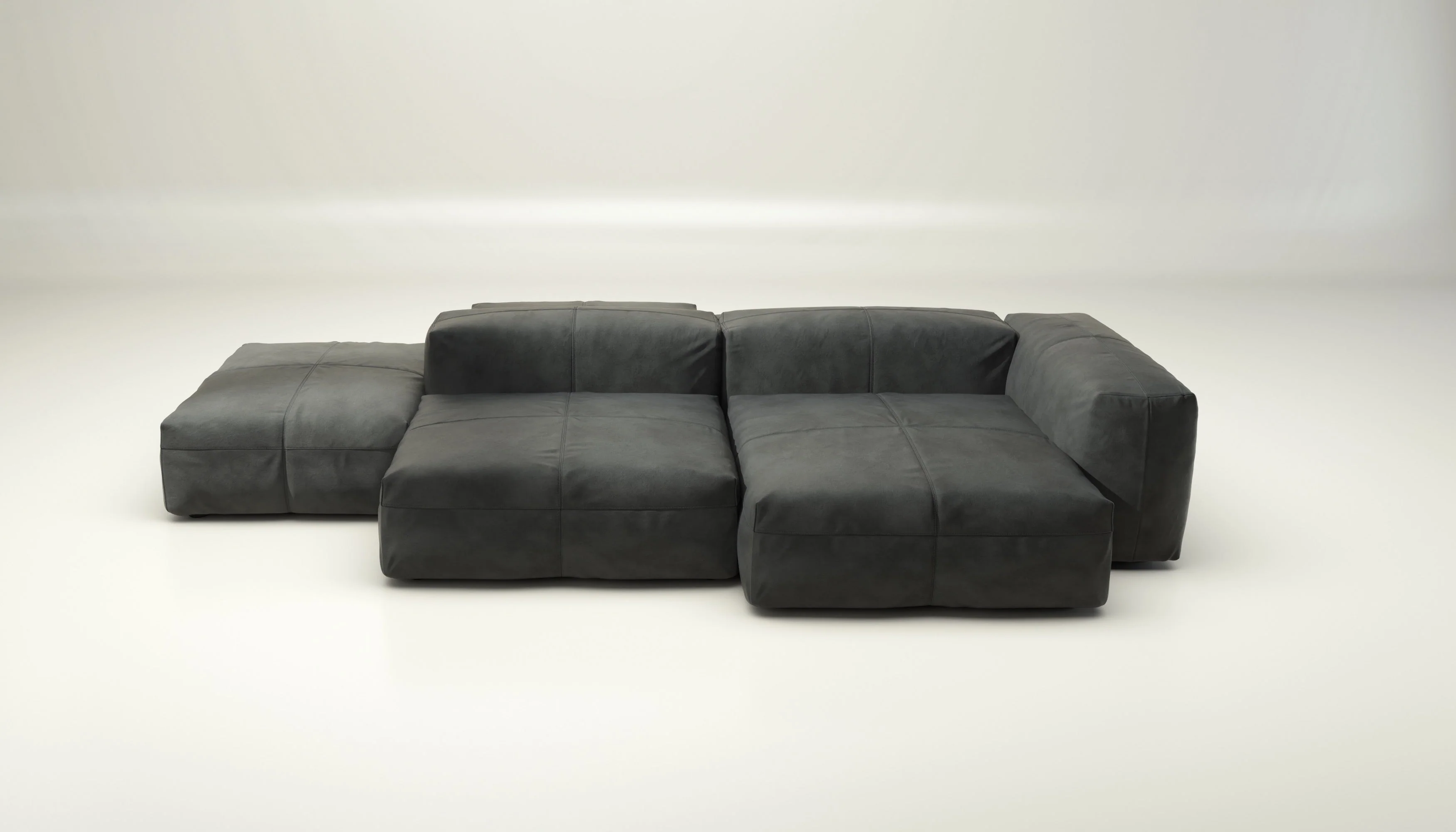 vetsak | Sofa Set 09 - The Island - Leather - Dark Grey | Modulaire Sofa | 7 Zits | Sofa Island - Image 2