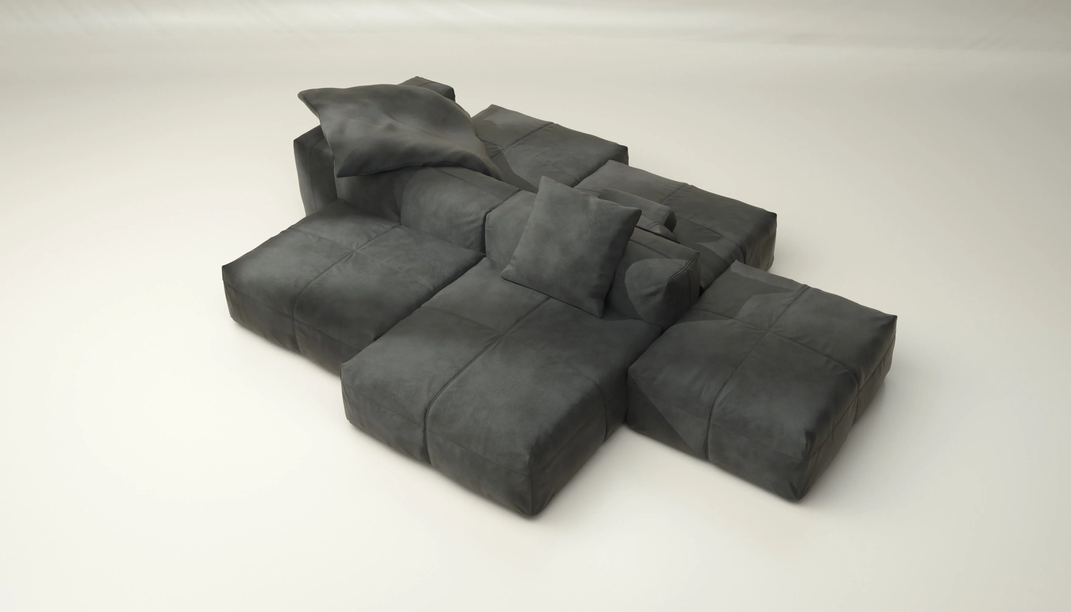 vetsak | Sofa Set 09 - The Island - Leather - Dark Grey | Modulaire Sofa | 7 Zits | Sofa Island - Image 3