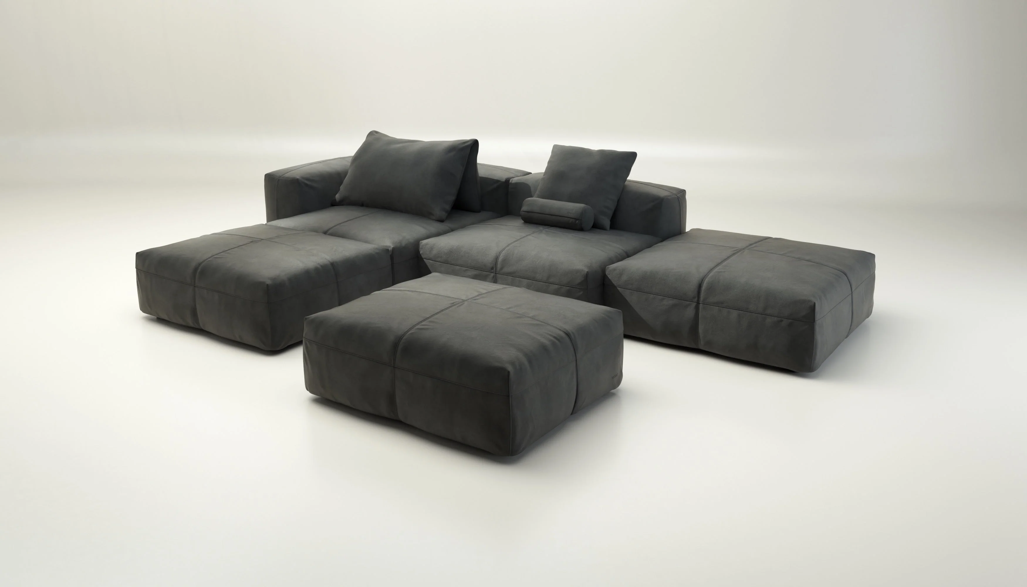 vetsak | Sofa Set 09 - The Island - Leather - Dark Grey | Modulaire Sofa | 7 Zits | Sofa Island - Image 4