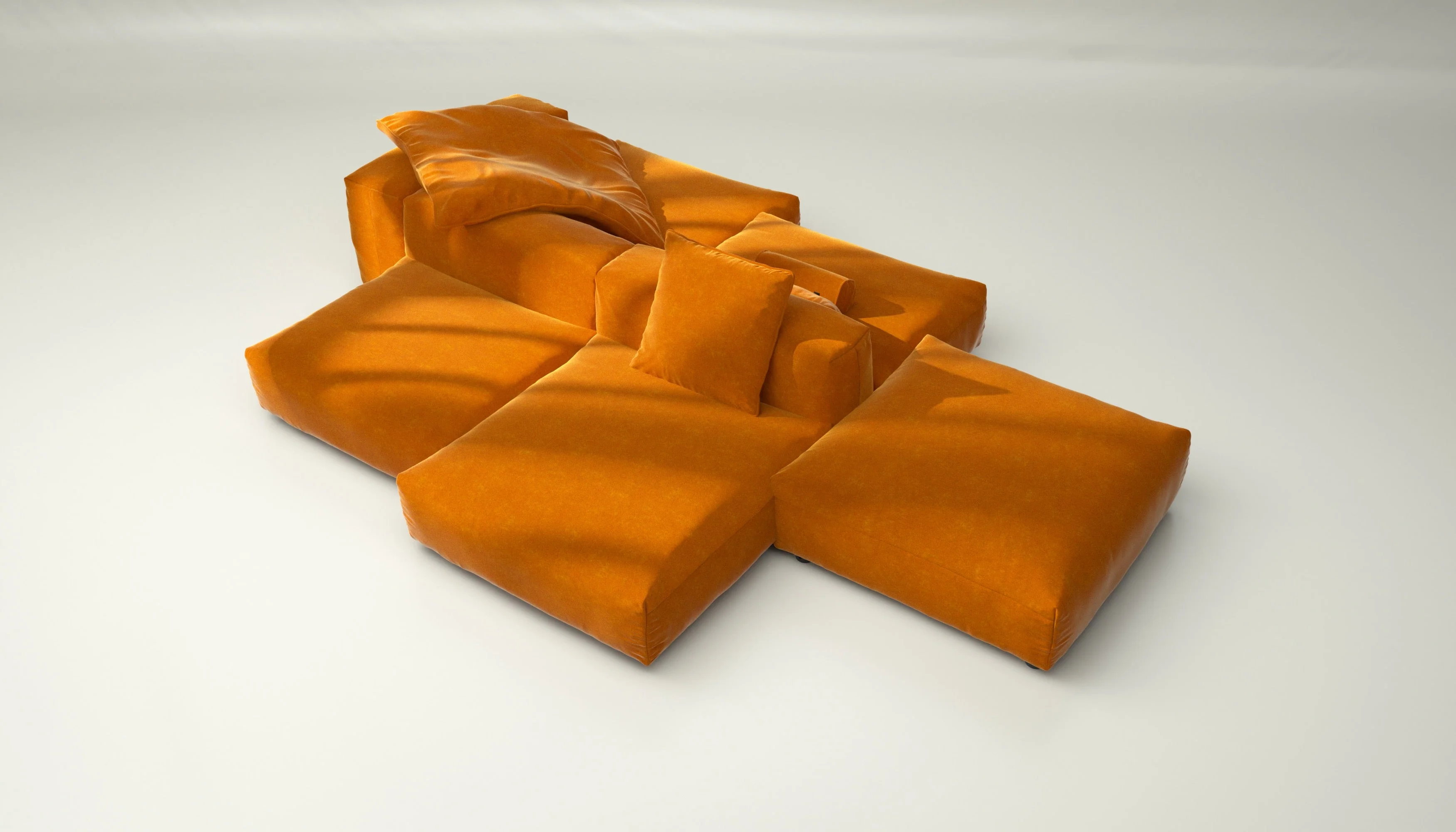 vetsak | Sofa Set 09 - The Island - Suave - Orange Blaze | Modular Sofa | 7 Seater | Sofa Island - Image 3