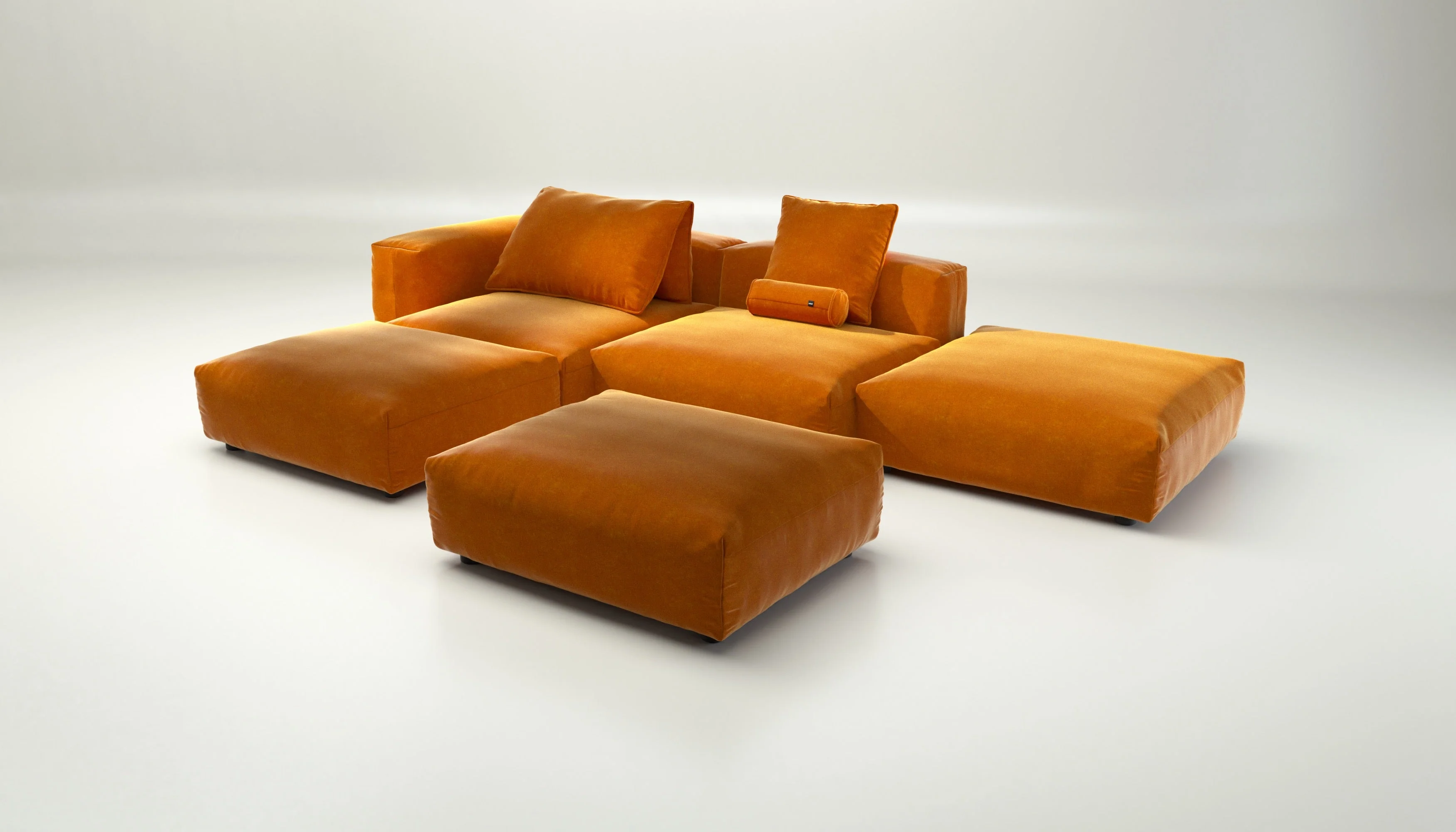 vetsak | Sofa Set 09 - The Island - Suave - Orange Blaze | Modular Sofa | 7 Seater | Sofa Island - Image 4